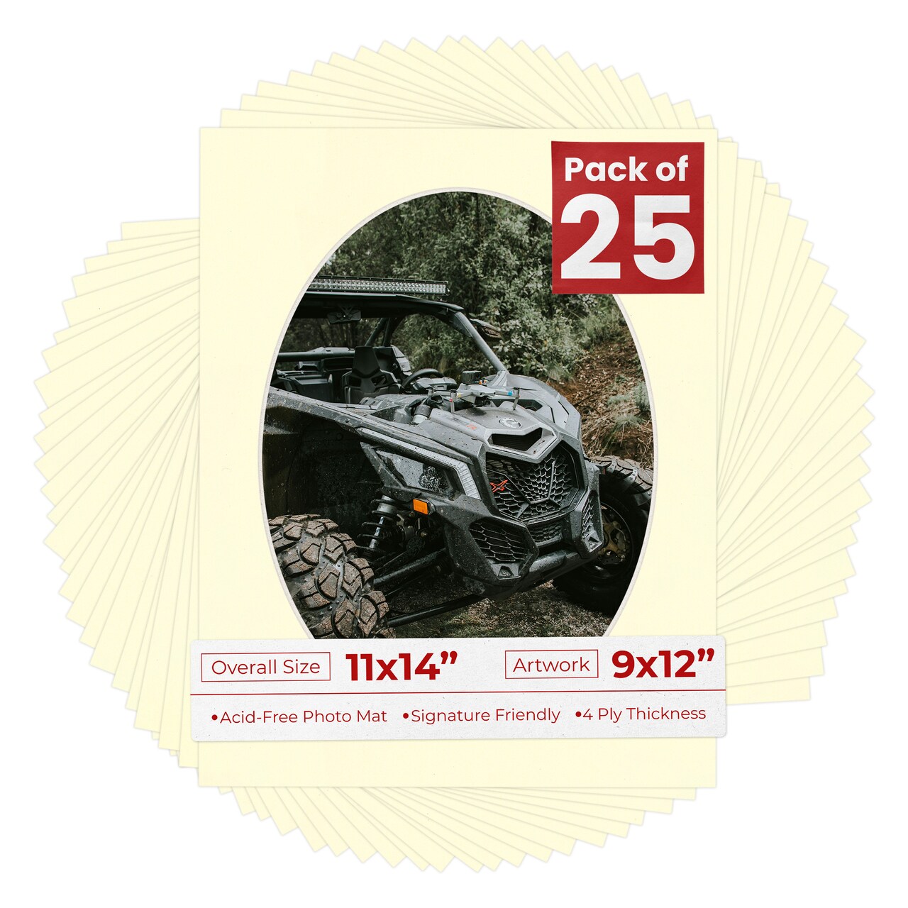 Off White Mat Board for 11x14 Frames - Oval Opening for 9x12 Photos